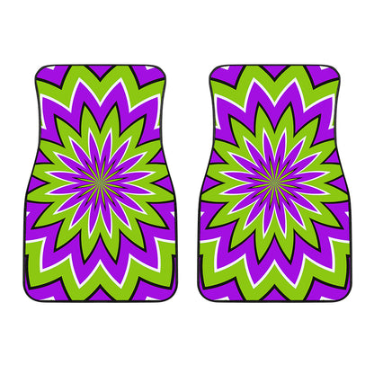 Green Flower Moving Optical Illusion Front Car Floor Mats
