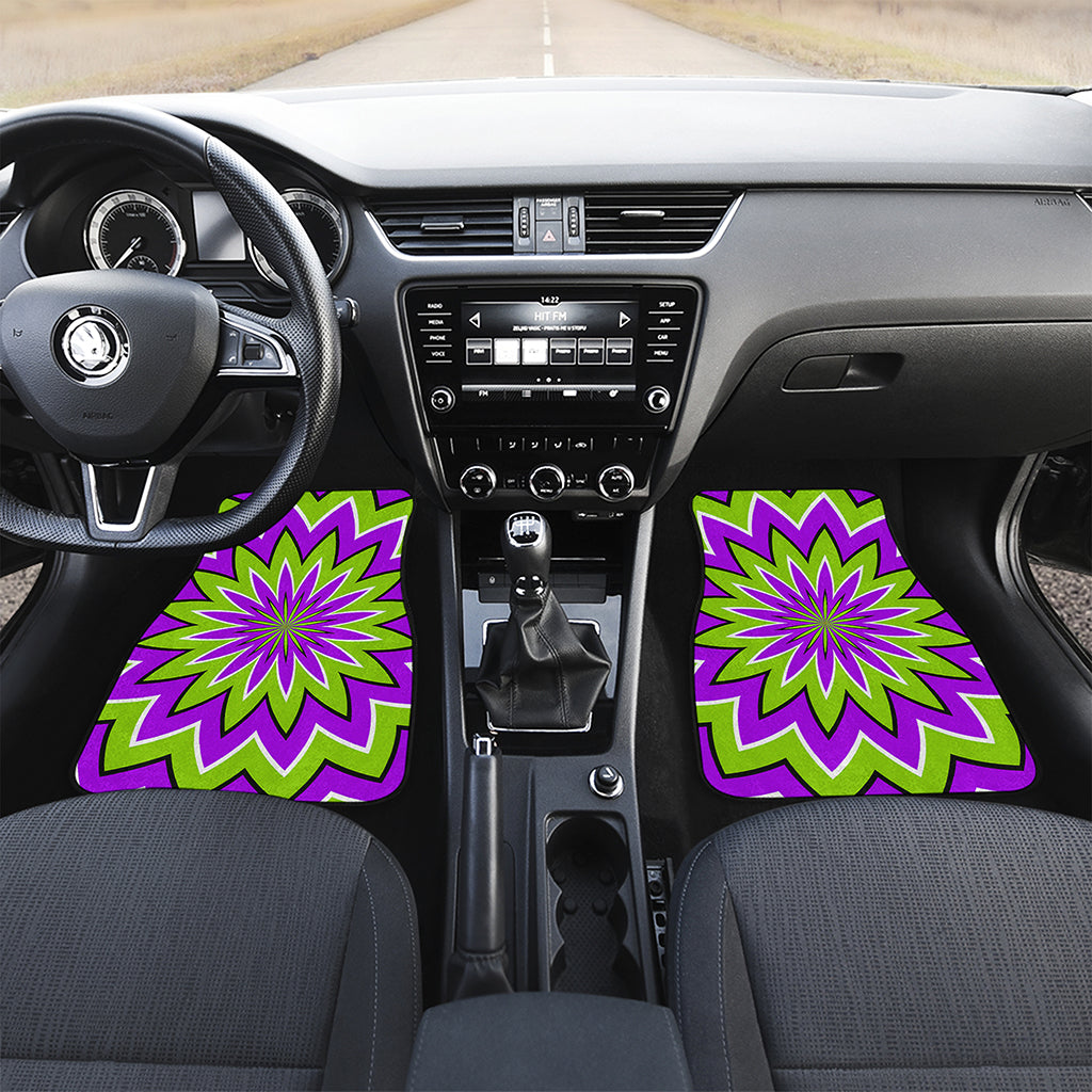 Green Flower Moving Optical Illusion Front Car Floor Mats