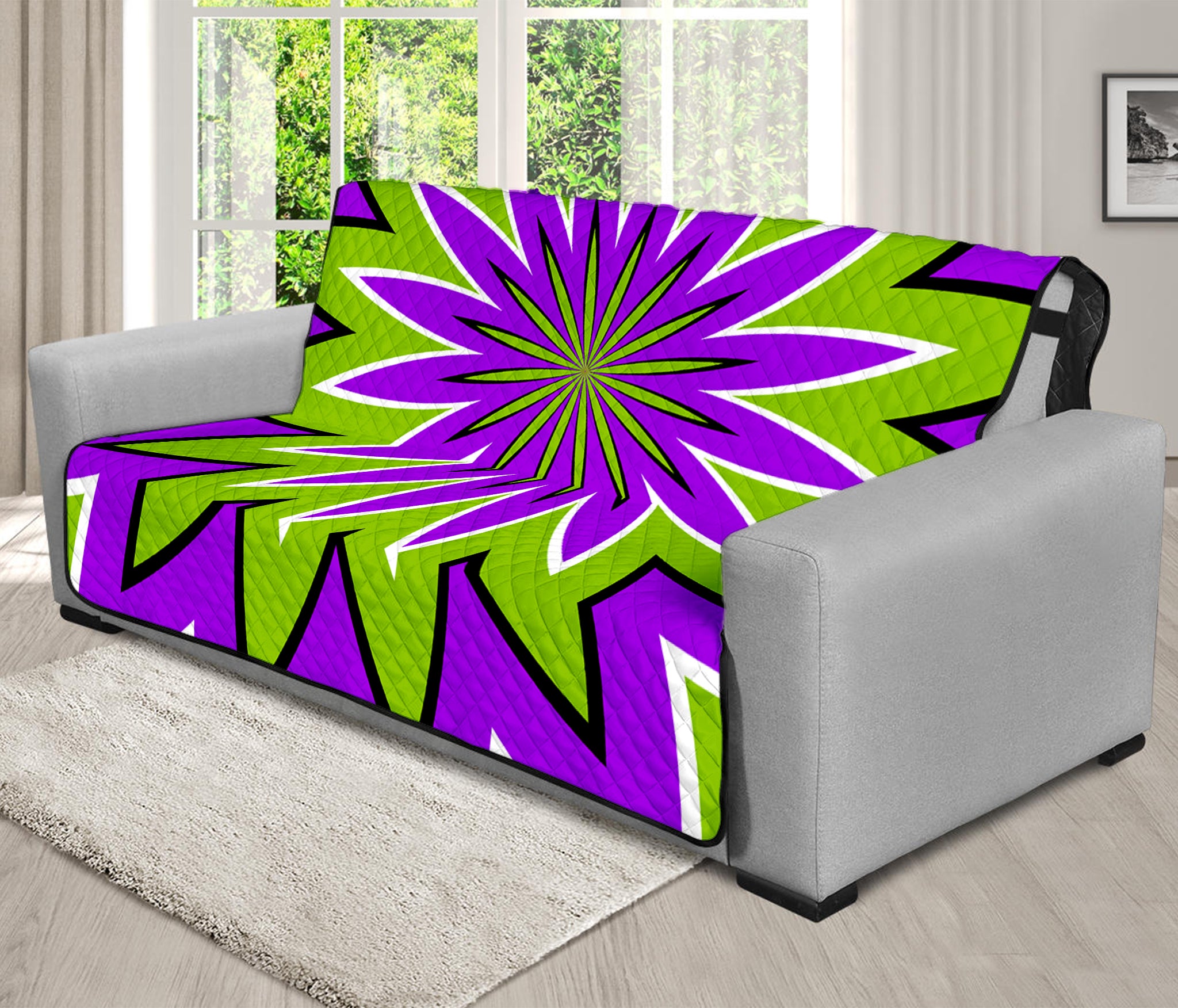 Green Flower Moving Optical Illusion Futon Protector