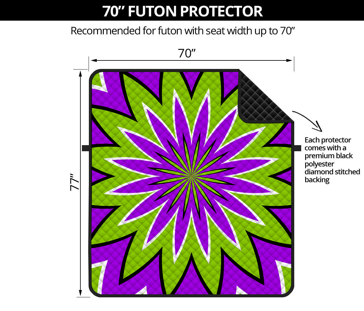 Green Flower Moving Optical Illusion Futon Protector