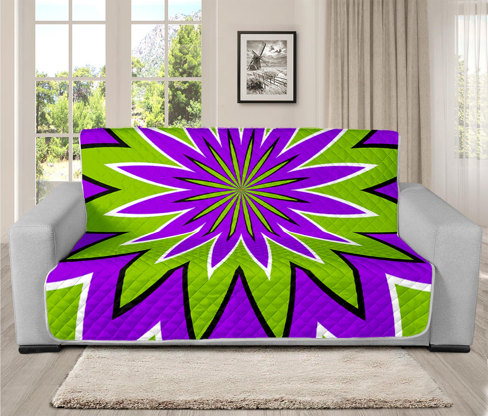 Green Flower Moving Optical Illusion Futon Protector