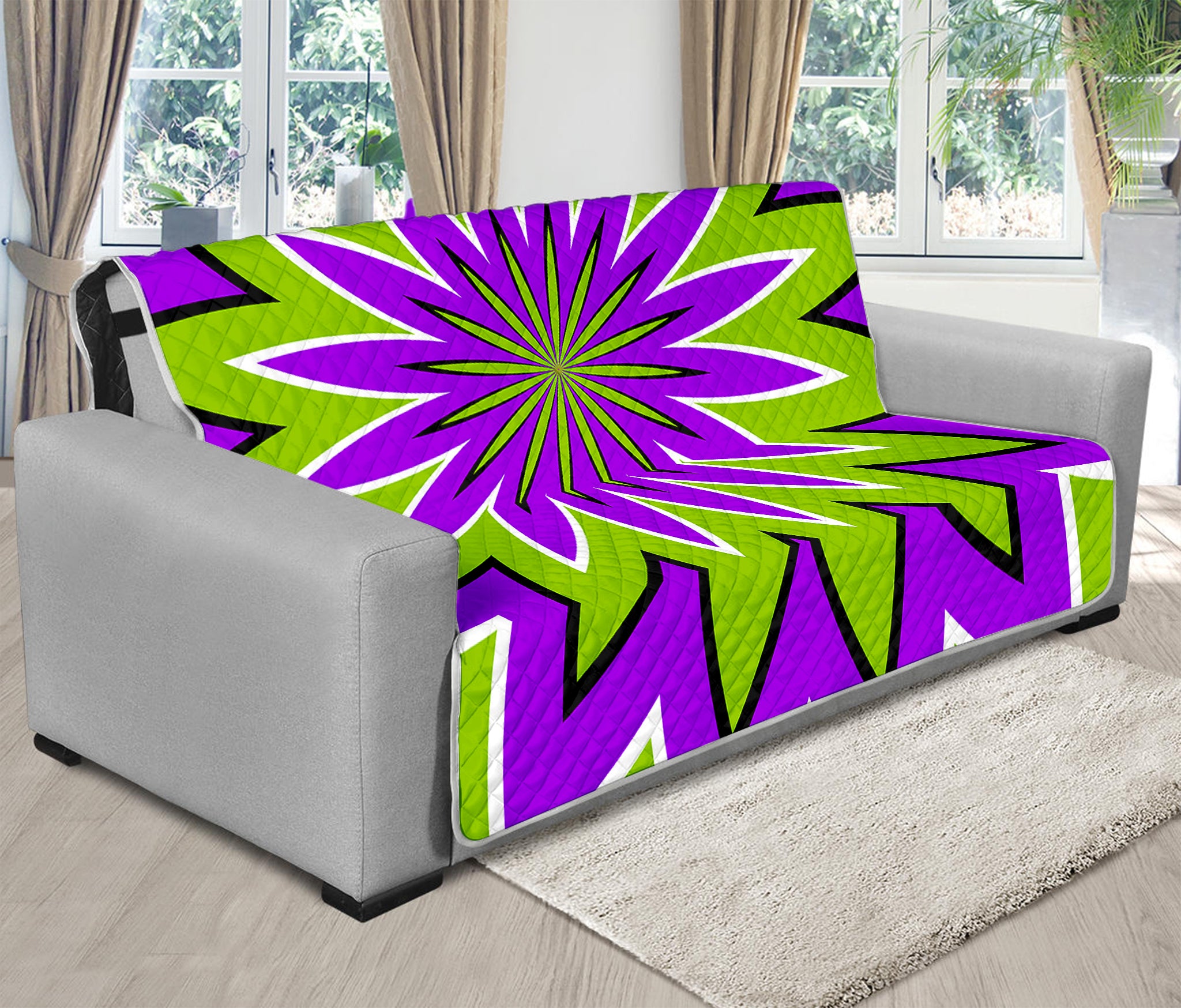 Green Flower Moving Optical Illusion Futon Protector