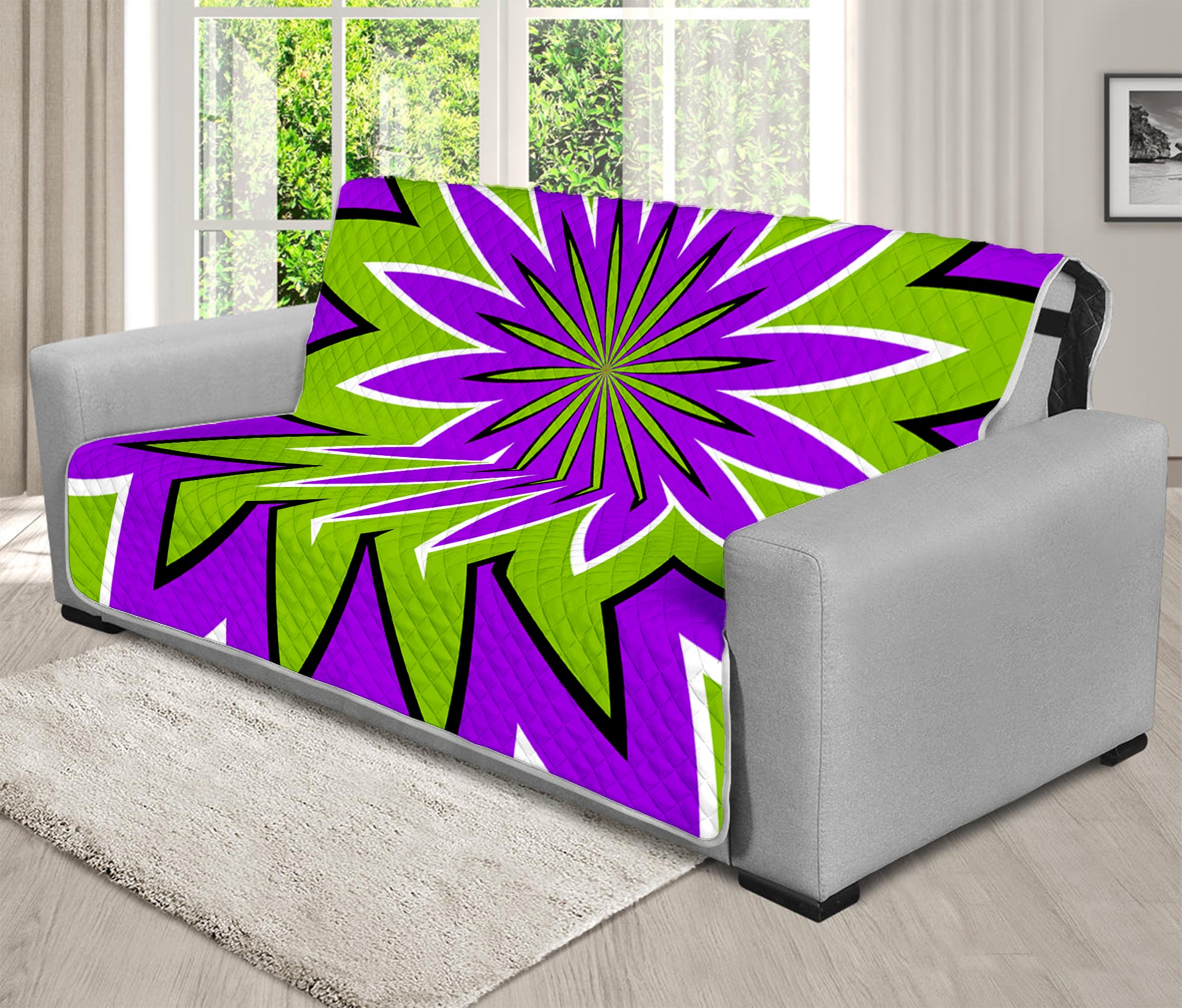 Green Flower Moving Optical Illusion Futon Protector