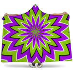 Green Flower Moving Optical Illusion Hooded Blanket