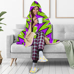 Green Flower Moving Optical Illusion Hooded Blanket