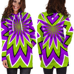 Green Flower Moving Optical Illusion Hoodie Dress GearFrost
