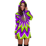 Green Flower Moving Optical Illusion Hoodie Dress GearFrost