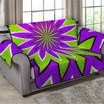 Green Flower Moving Optical Illusion Loveseat Protector