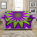 Green Flower Moving Optical Illusion Loveseat Protector