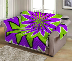 Green Flower Moving Optical Illusion Loveseat Protector