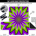 Green Flower Moving Optical Illusion Loveseat Protector