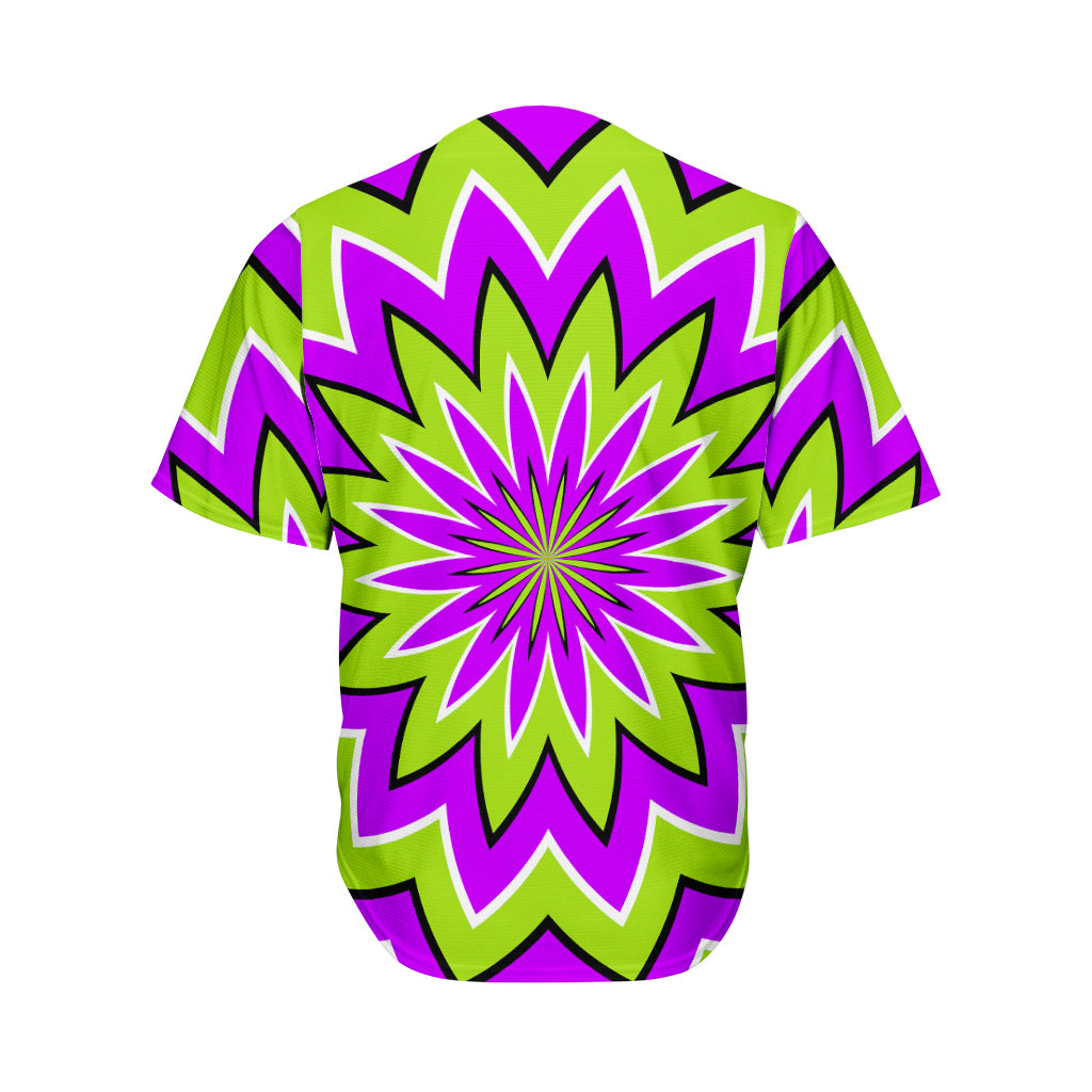 Green Flower Moving Optical Illusion Men's Baseball Jersey