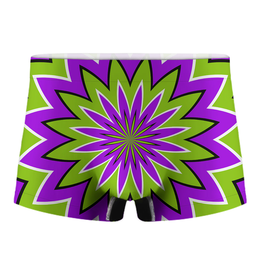 Green Flower Moving Optical Illusion Men's Boxer Briefs