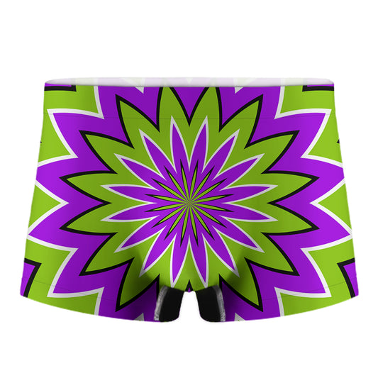 Green Flower Moving Optical Illusion Men's Boxer Briefs