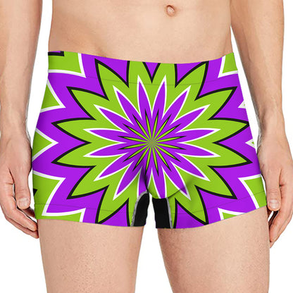 Green Flower Moving Optical Illusion Men's Boxer Briefs