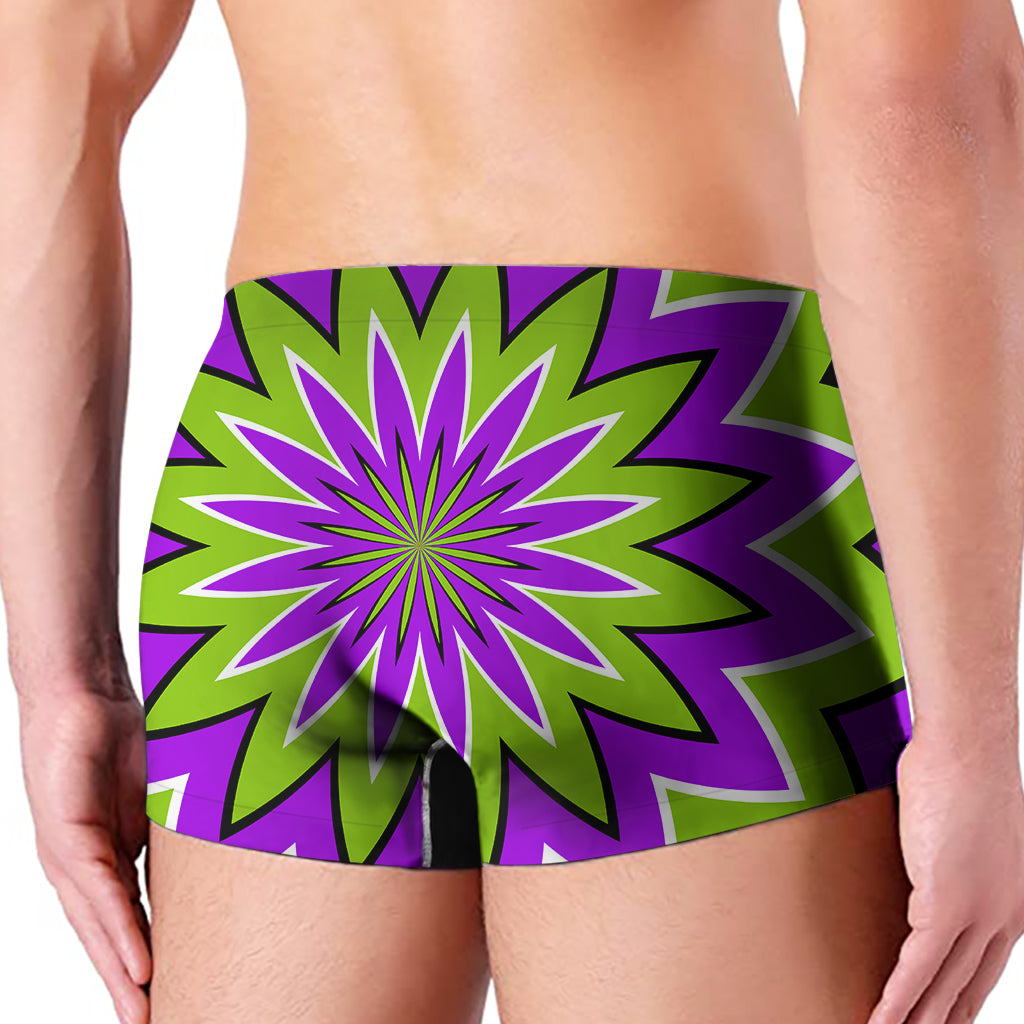 Green Flower Moving Optical Illusion Men's Boxer Briefs