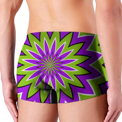 Green Flower Moving Optical Illusion Men's Boxer Briefs