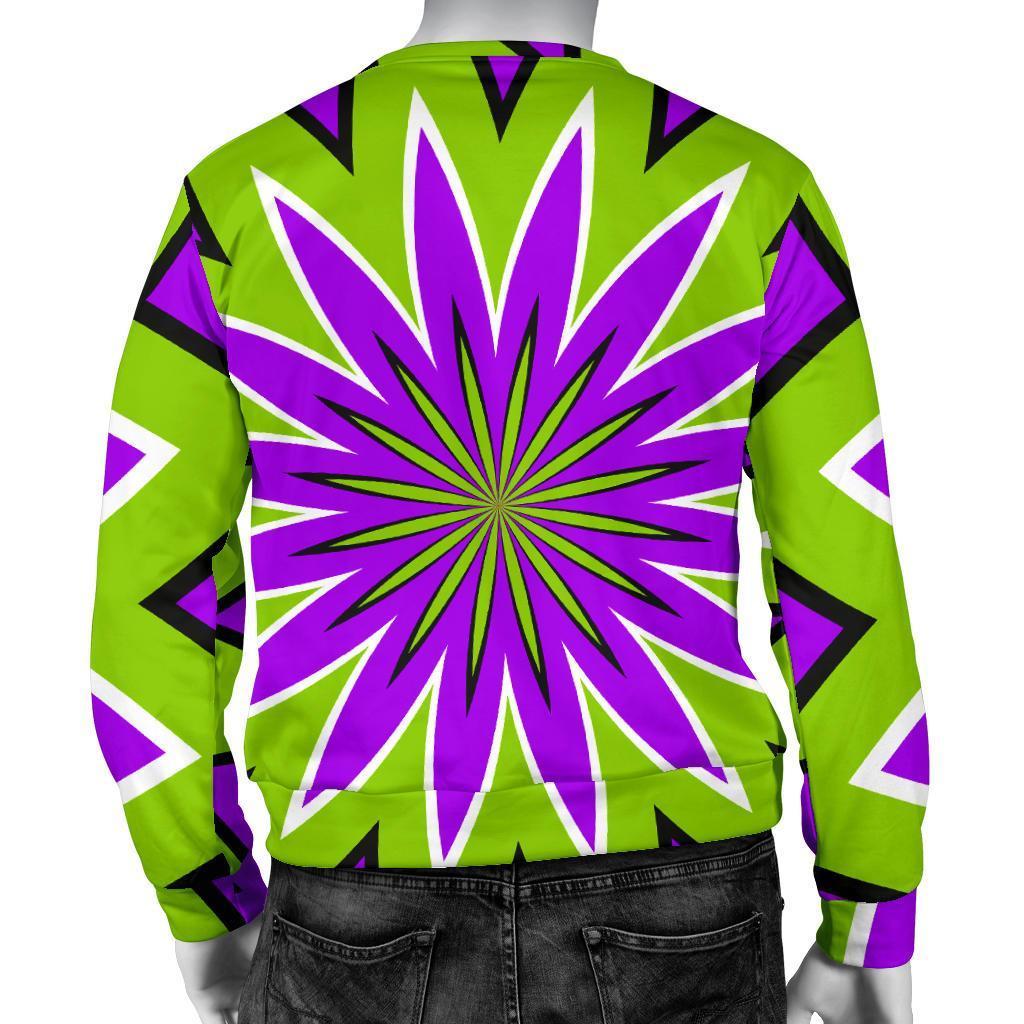 Green Flower Moving Optical Illusion Men's Crewneck Sweatshirt GearFrost
