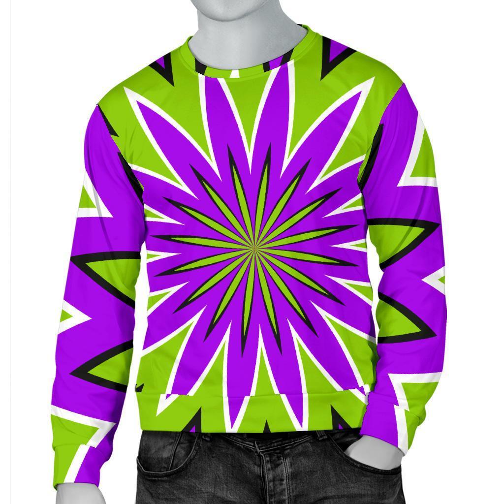 Green Flower Moving Optical Illusion Men's Crewneck Sweatshirt GearFrost