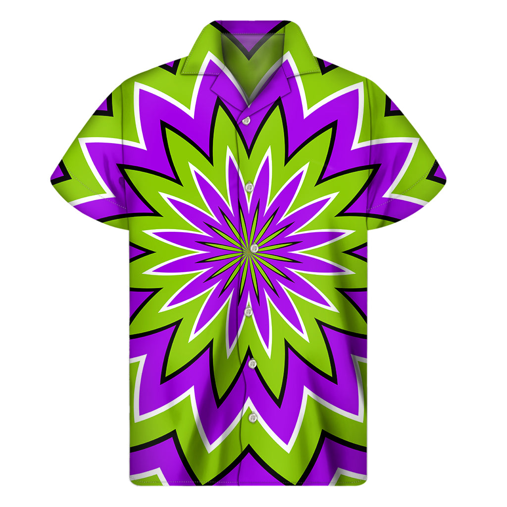 Green Flower Moving Optical Illusion Men's Short Sleeve Shirt