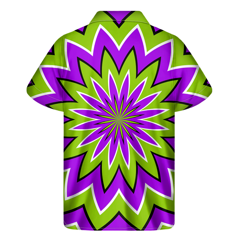 Green Flower Moving Optical Illusion Men's Short Sleeve Shirt