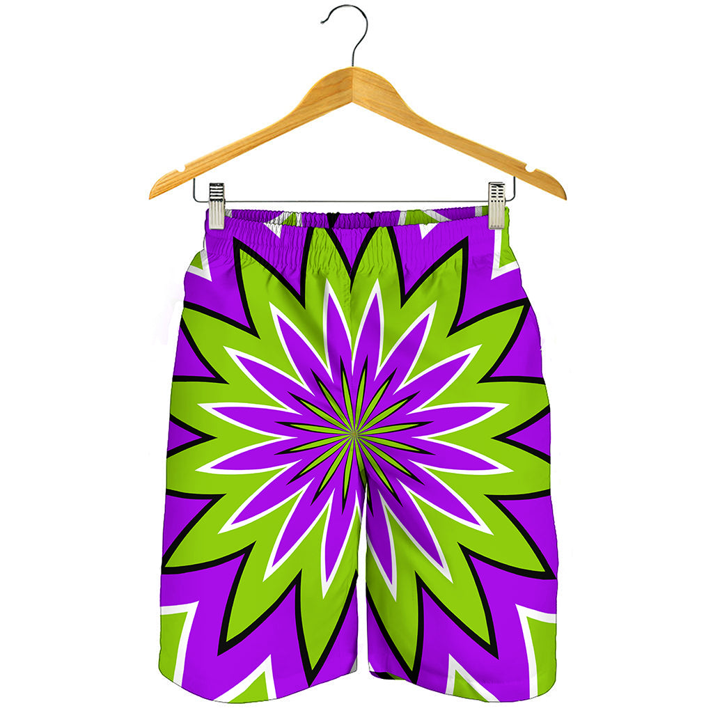 Green Flower Moving Optical Illusion Men's Shorts