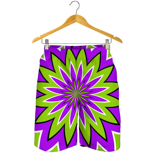 Green Flower Moving Optical Illusion Men's Shorts
