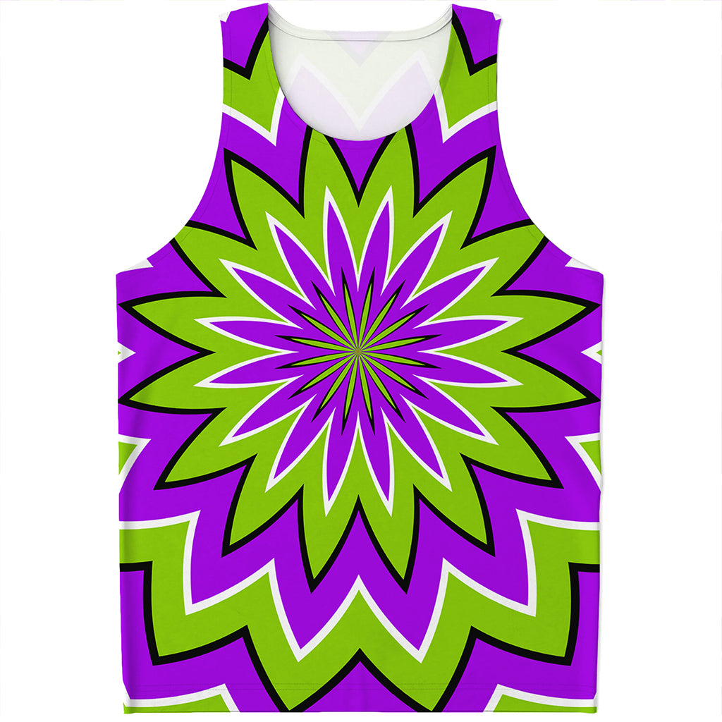 Green Flower Moving Optical Illusion Men's Tank Top
