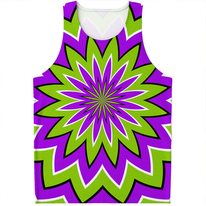 Green Flower Moving Optical Illusion Men's Tank Top