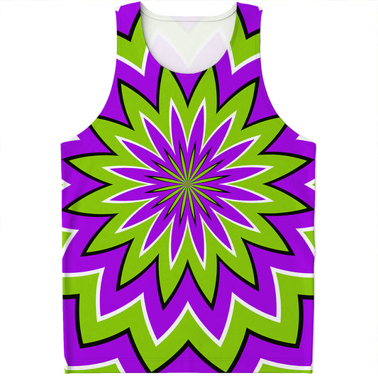 Green Flower Moving Optical Illusion Men's Tank Top
