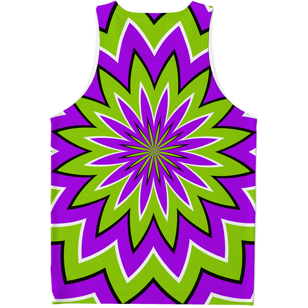 Green Flower Moving Optical Illusion Men's Tank Top