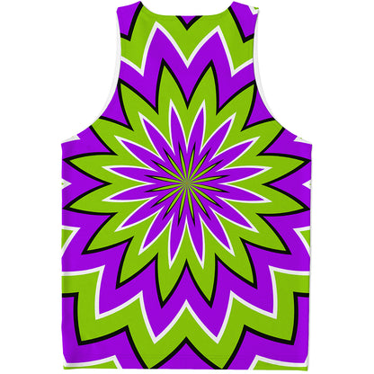 Green Flower Moving Optical Illusion Men's Tank Top