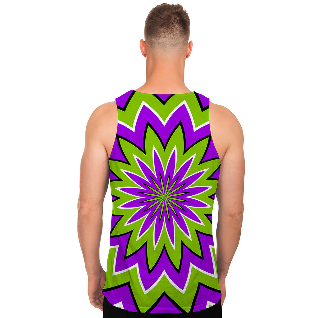 Green Flower Moving Optical Illusion Men's Tank Top