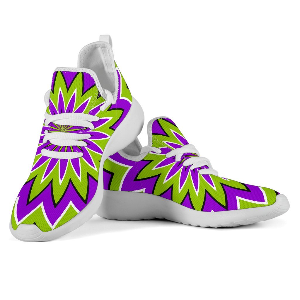 Green Flower Moving Optical Illusion Mesh Knit Shoes GearFrost