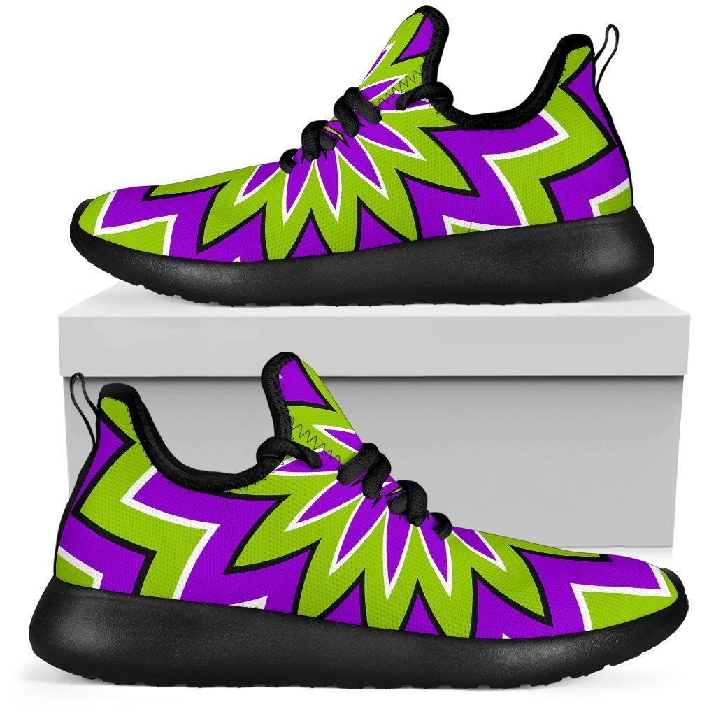 Green Flower Moving Optical Illusion Mesh Knit Shoes GearFrost