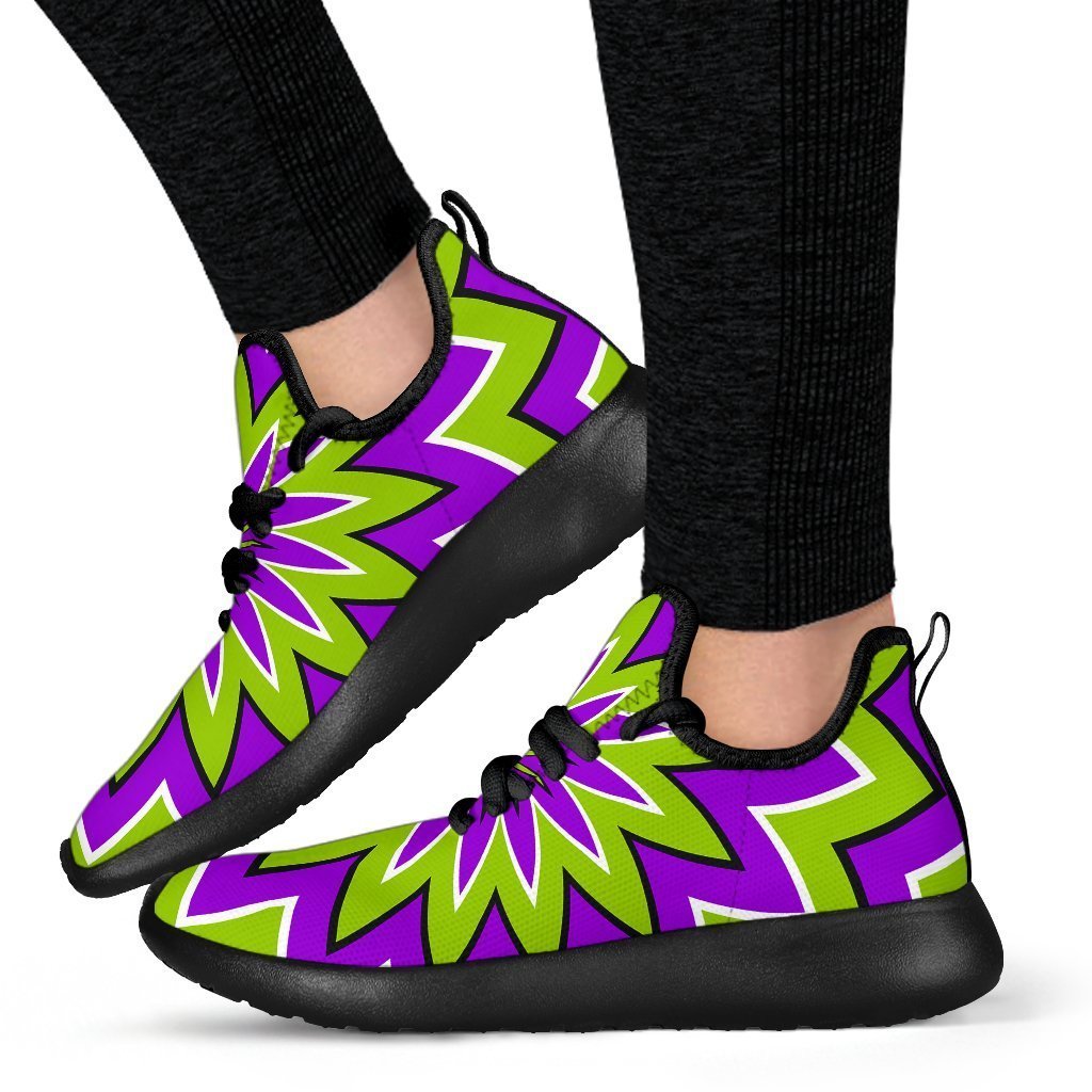 Green Flower Moving Optical Illusion Mesh Knit Shoes GearFrost