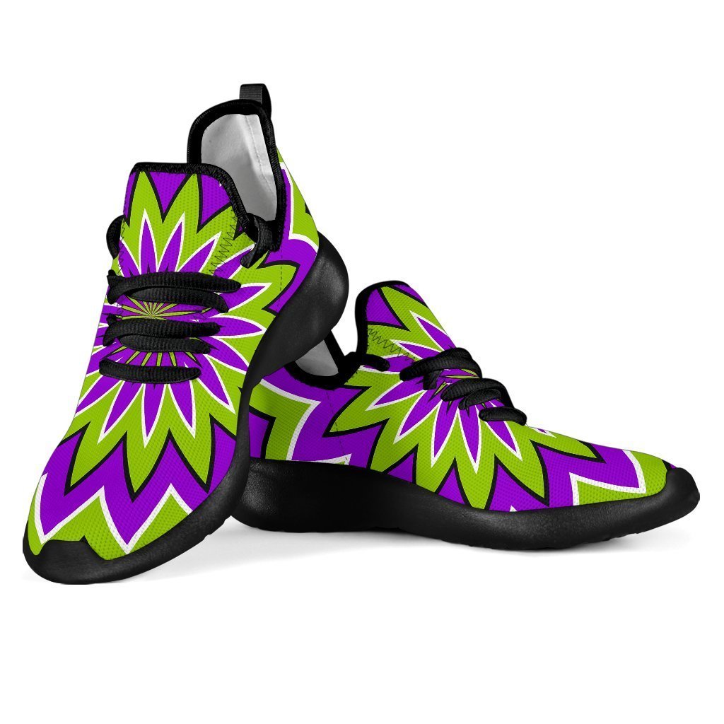 Green Flower Moving Optical Illusion Mesh Knit Shoes GearFrost