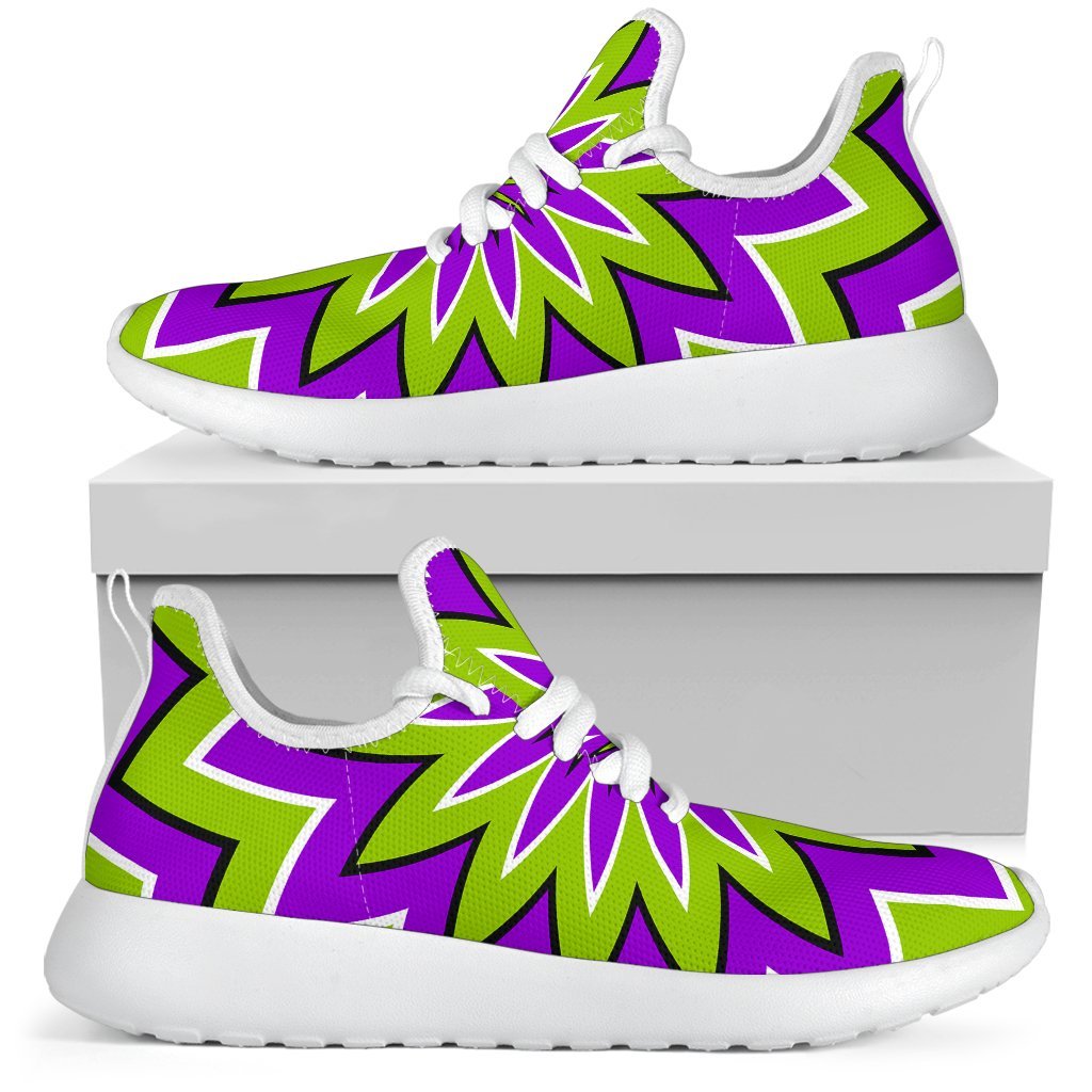Green Flower Moving Optical Illusion Mesh Knit Shoes GearFrost
