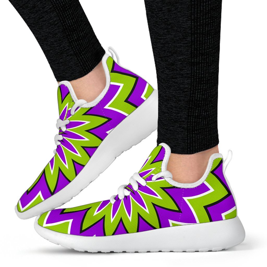 Green Flower Moving Optical Illusion Mesh Knit Shoes GearFrost