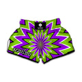 Green Flower Moving Optical Illusion Muay Thai Boxing Shorts