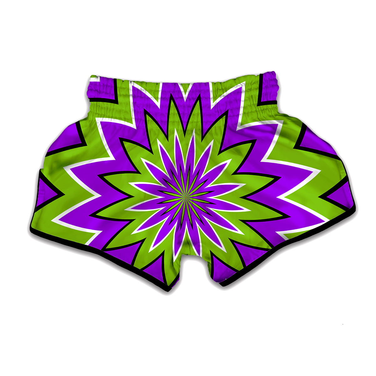 Green Flower Moving Optical Illusion Muay Thai Boxing Shorts