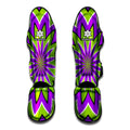 Green Flower Moving Optical Illusion Muay Thai Shin Guards