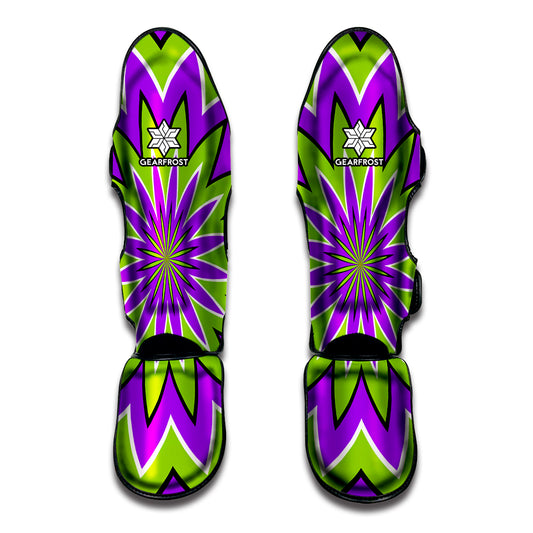 Green Flower Moving Optical Illusion Muay Thai Shin Guard