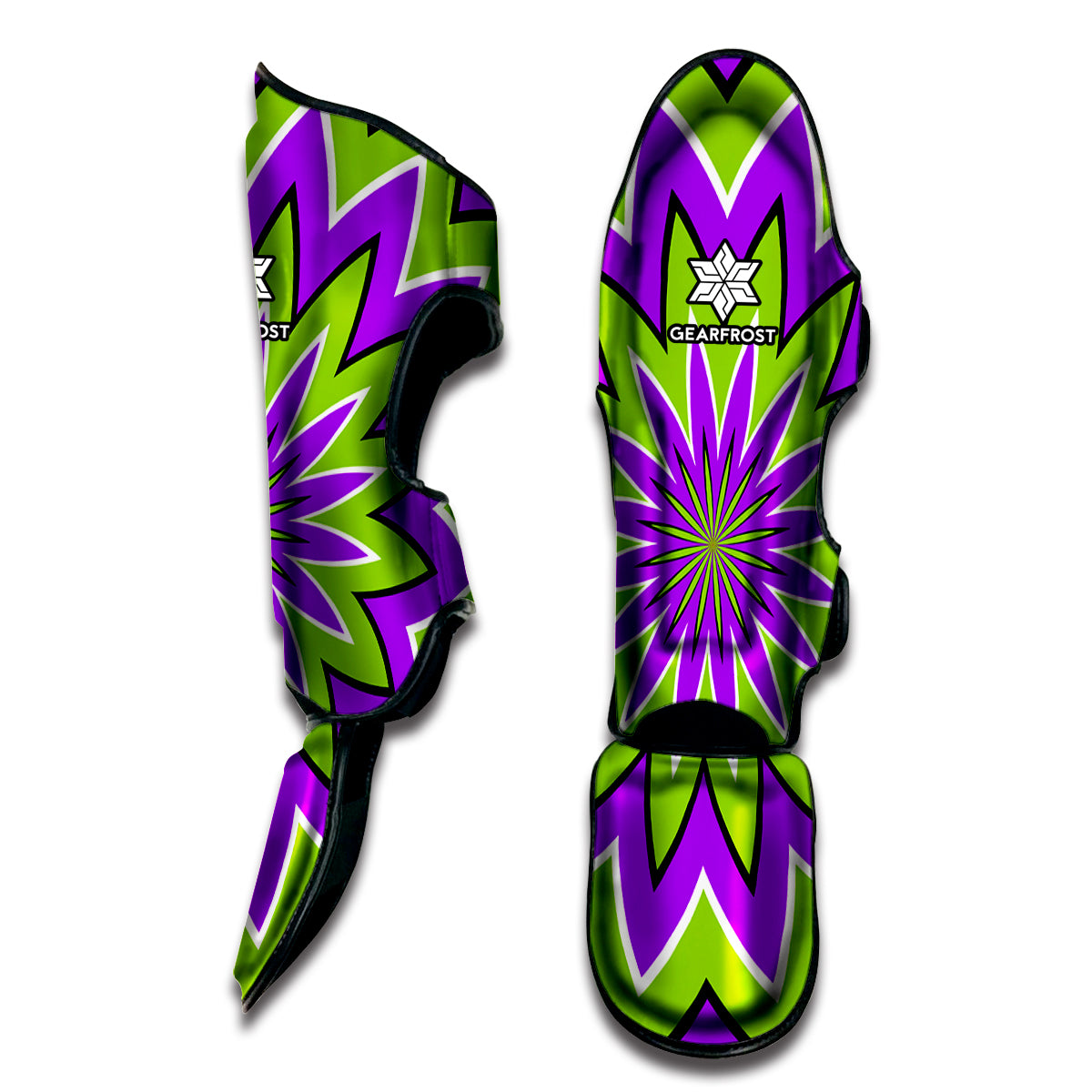 Green Flower Moving Optical Illusion Muay Thai Shin Guard