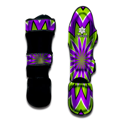 Green Flower Moving Optical Illusion Muay Thai Shin Guard
