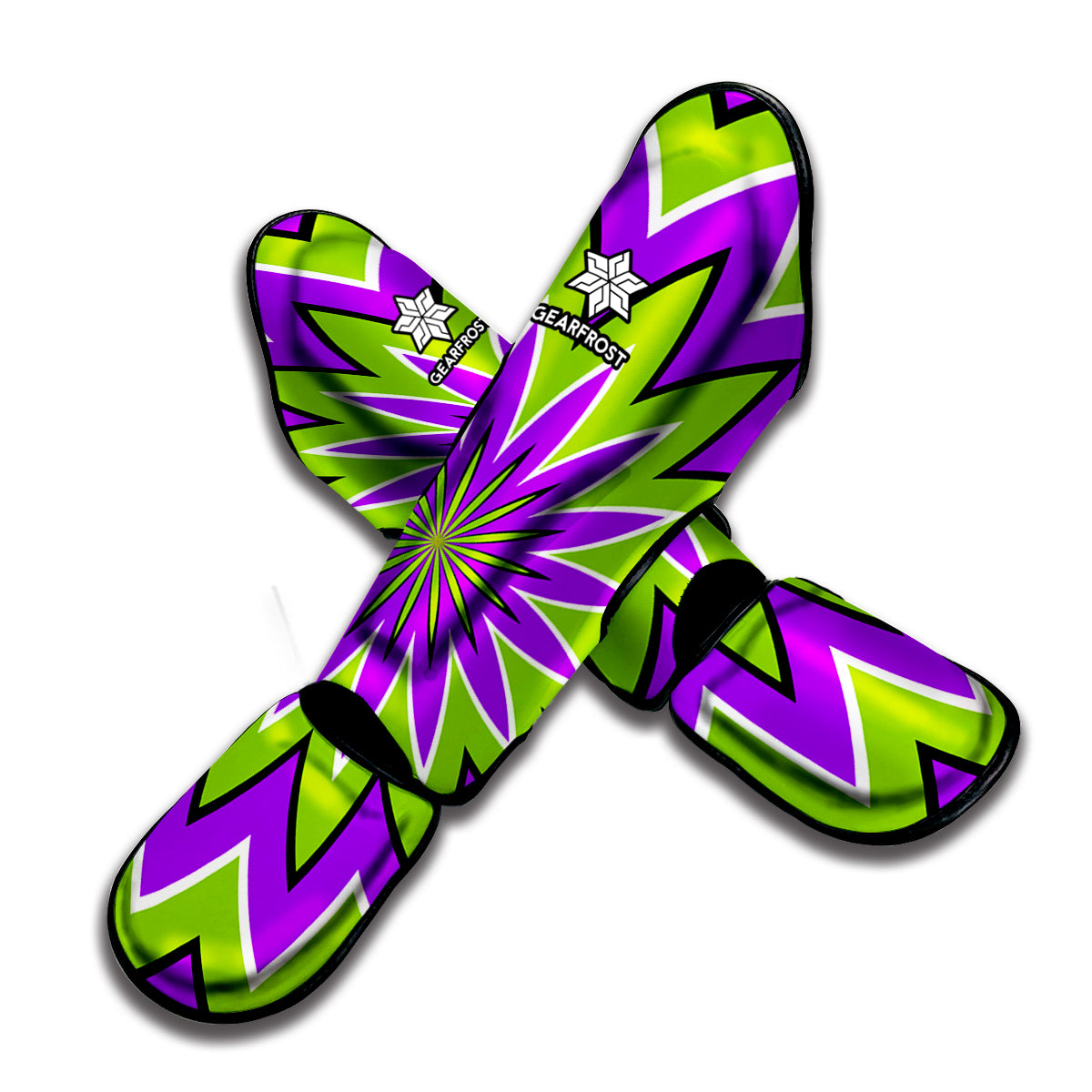 Green Flower Moving Optical Illusion Muay Thai Shin Guard