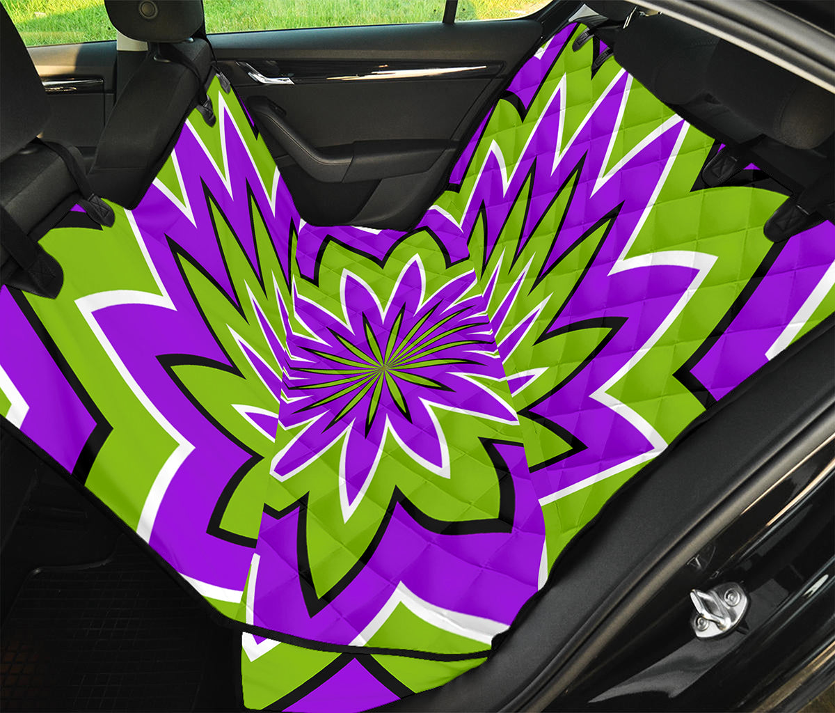 Green Flower Moving Optical Illusion Pet Car Back Seat Cover