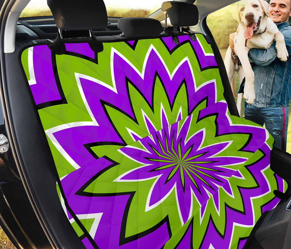 Green Flower Moving Optical Illusion Pet Car Back Seat Cover