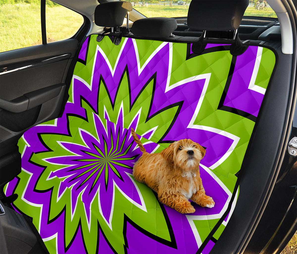 Green Flower Moving Optical Illusion Pet Car Back Seat Cover