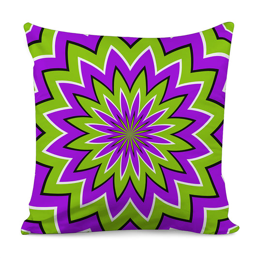Green Flower Moving Optical Illusion Pillow Cover